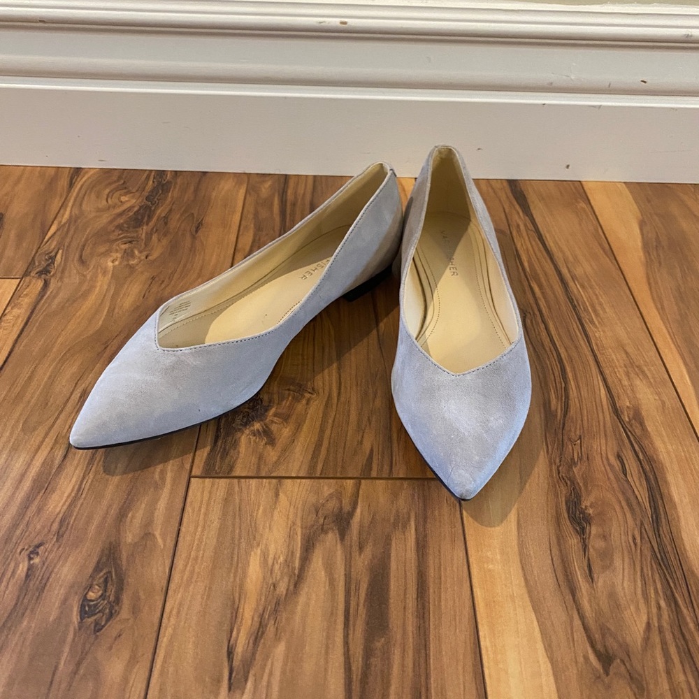 Marc Fisher Silver Suede Pointed Toe Flats